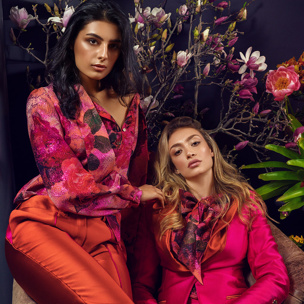 Pink Floral Jacquard Blouse – ALLEGRA LOMBARDI
